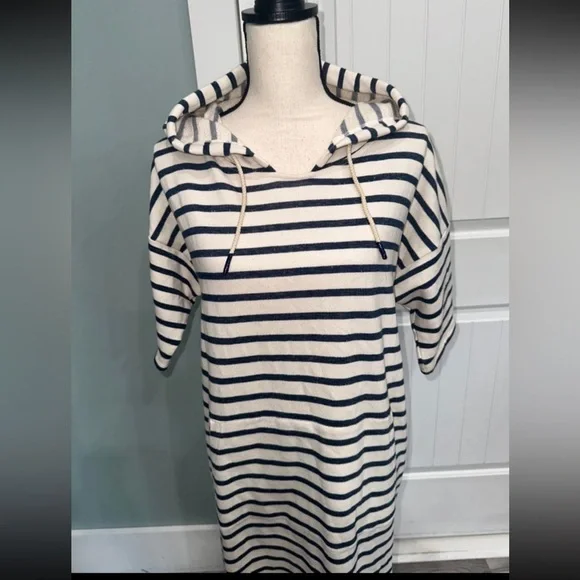 Barbour Renishaw Sweat dress in Ecru striped size 12 - Picture 1 of 6